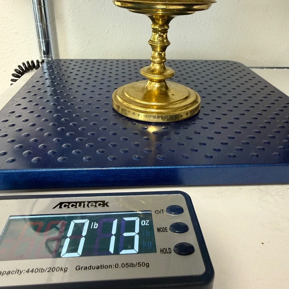 Vtg Partylite Brass Pillar Candle Holder Pedestal Stand Gold Tarnish Patina 4in‎